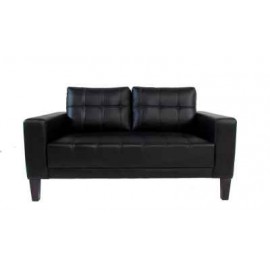 Love seat capitonado en piel negra