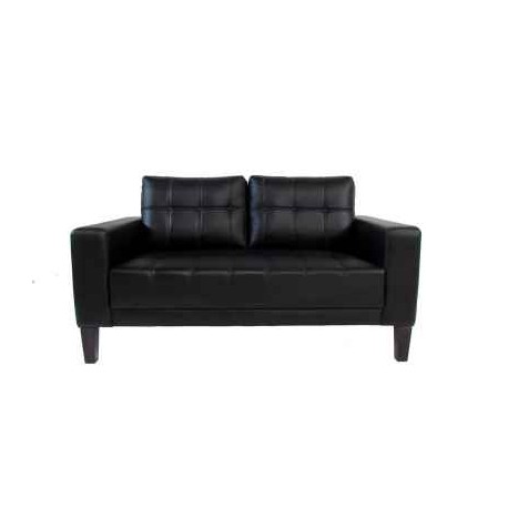 Love seat capitonado en piel negra